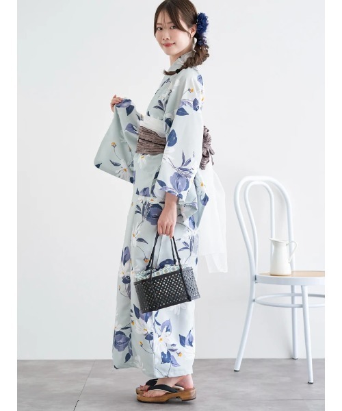 s3791①浴衣ワンピース♦新品♦反物から♦伊勢清々衣♦着丈１３０センチ セール】ワンピース浴衣 2点セット（浴衣）｜LUDIC PARK（ル