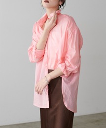 ブラウス 大人気 カジュアル ナチュラル 無地 長袖 シャツブラウス * ピンク natural couture｜ナチュラルクチュールのシャツ/ブラウス
