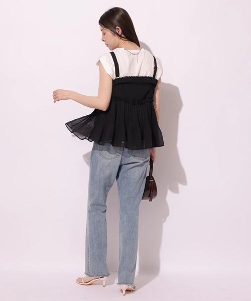 レーストリムプリーツトップス