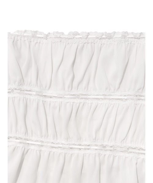 GLOWNY(グロウニ―)の「DREAMY LACE SHIRRING TOP(Tシャツ/カットソー・レディース・ホワイト/ブラック・LARGE/MEDIUM/SMALL)」の5枚目の写真