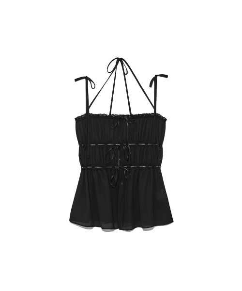 GLOWNY(グロウニ―)の「DREAMY LACE SHIRRING TOP(Tシャツ/カットソー・レディース・ホワイト/ブラック・LARGE/MEDIUM/SMALL)」の3枚目の写真