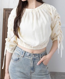 CLEAR BASIC | マルチway袖シャーリングブラウス [着回し力抜群 大人 カジュアル]≪CLEAR BASIC≫(シャツ/ブラウス)