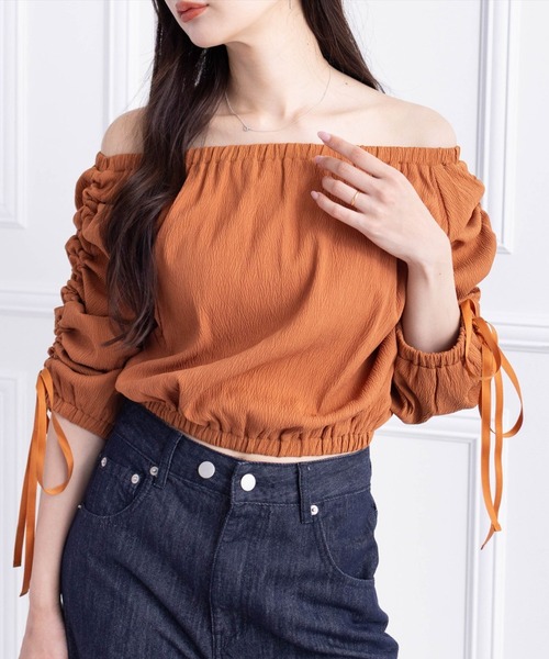 CLEAR BASIC（クリアベーシック）の「マルチway袖シャーリングブラウス [着回し力抜群 大人 カジュアル]（シャツ/ブラウス・レディース・ボルドー/テラコッタ/アイボリー/ブラック・F）」の3枚目の写真