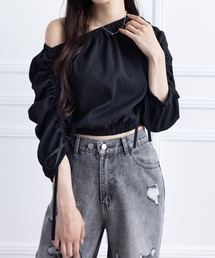 CLEAR BASIC | マルチway袖シャーリングブラウス [着回し力抜群 大人 カジュアル]≪CLEAR BASIC≫(シャツ/ブラウス)