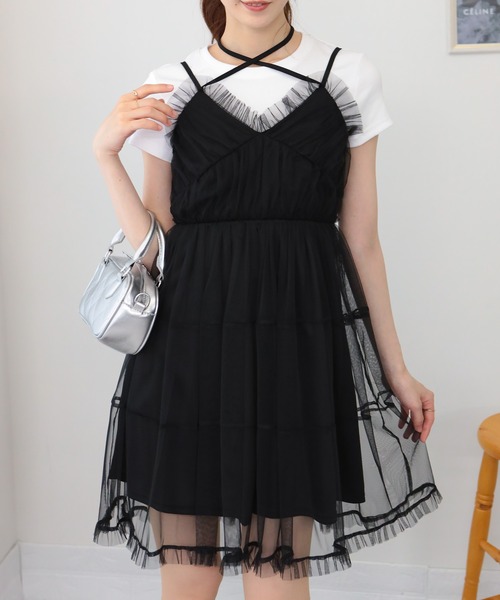 pumpkin port(パンプキンポート)の「チュールフリル キャミワンピース(ワンピース・レディース・グレー/ブラック/ベージュ/ワインレッド・M)」の20枚目の写真