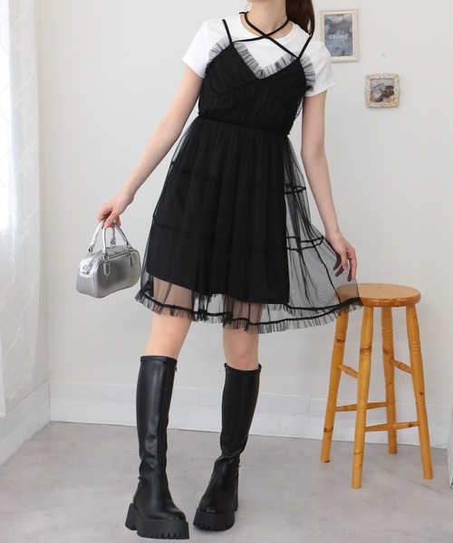 pumpkin port(パンプキンポート)の「チュールフリル キャミワンピース(ワンピース・レディース・グレー/ブラック/ベージュ/ワインレッド・M)」の22枚目の写真