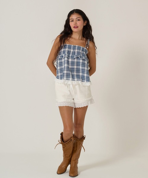 TINA：JOJUN（ティーナジョジュン）の「肩リボン チェック チュニック TINA：JOJUN（Tシャツ/カットソー・レディース・レッド/ブルー・M）」の17枚目の写真