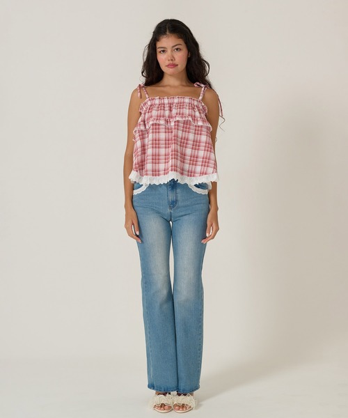 TINA：JOJUN（ティーナジョジュン）の「肩リボン チェック チュニック TINA：JOJUN（Tシャツ/カットソー・レディース・レッド/ブルー・M）」の22枚目の写真