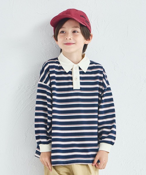 セール】ユニセックス ビッグシルエット ボーダーポロTシャツ（Tシャツ