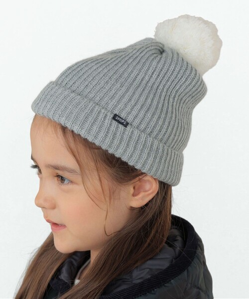 SHIPS（シップス）の「SHIPS KIDS:ポンポン ニット ワッチ（ニットキャップ/ビーニー・キッズ・ライトグレー/ライトブルー・MEDIUM/SMALL）」の2枚目の写真