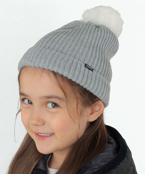 SHIPS（シップス）の「SHIPS KIDS:ポンポン ニット ワッチ（ニットキャップ/ビーニー・キッズ・ライトグレー/ライトブルー・MEDIUM/SMALL）」の3枚目の写真