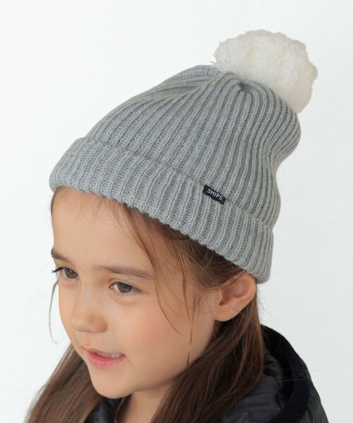 SHIPS（シップス）の「SHIPS KIDS:ポンポン ニット ワッチ（ニットキャップ/ビーニー・キッズ・ライトグレー/ライトブルー・MEDIUM/SMALL）」の4枚目の写真