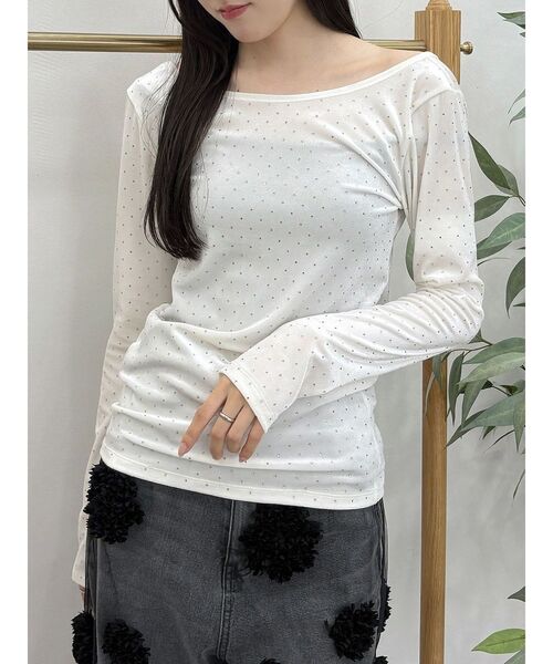 tシャツ 「OUNNOUN」シャイニーベロアトップス レディース OUNNOUN】シャイニーベロアトップス（Tシャツ/カットソー