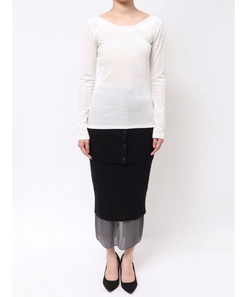 OUNNOUN（オウンノウン）の「【OUNNOUN】シャイニーベロアトップス（Tシャツ/カットソー・レディース・ブルー/ブラック/アイボリー・FREE）」の13枚目の写真