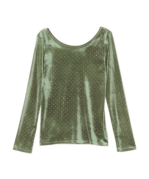 OUNNOUN（オウンノウン）の「【OUNNOUN】シャイニーベロアトップス（Tシャツ/カットソー・レディース・ブルー/ブラック/アイボリー・FREE）」の7枚目の写真