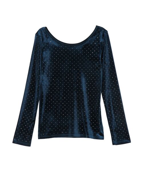 OUNNOUN（オウンノウン）の「【OUNNOUN】シャイニーベロアトップス（Tシャツ/カットソー・レディース・ブルー/ブラック/アイボリー・FREE）」の8枚目の写真