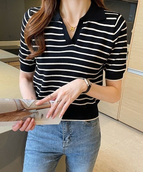 ■即発送■ 新品 UTAA ユタ レディース ポロシャツ トップス 半袖 M セール】tシャツトップス ポロシャツ Vネック 半袖（ポロシャツ