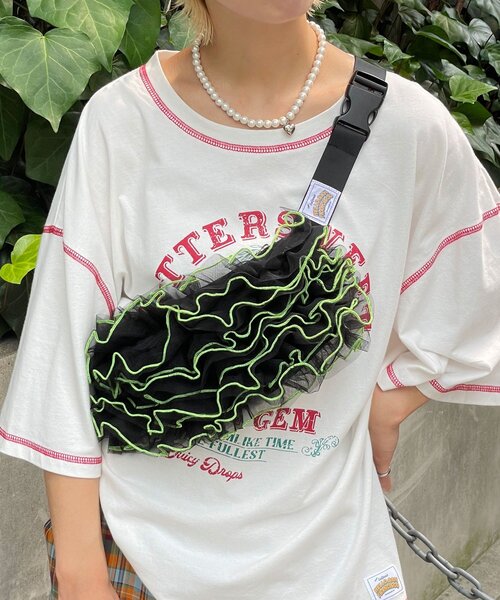 HELLO.SANFRANCISCO（ハローサンフランシスコ）の「【HELLO.SANFRANCISCO/ハローサンフランシスコ】チュールメローウエストBAG（ボディバッグ/ウエストポーチ・レディース・ブラック/パープル/オレンジ・FREE）」の2枚目の写真