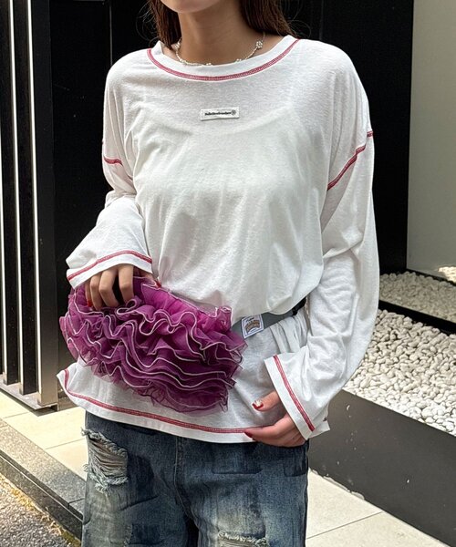 HELLO.SANFRANCISCO（ハローサンフランシスコ）の「【HELLO.SANFRANCISCO/ハローサンフランシスコ】チュールメローウエストBAG（ボディバッグ/ウエストポーチ・レディース・ブラック/パープル/オレンジ・FREE）」の14枚目の写真