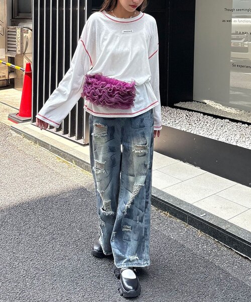 HELLO.SANFRANCISCO（ハローサンフランシスコ）の「【HELLO.SANFRANCISCO/ハローサンフランシスコ】チュールメローウエストBAG（ボディバッグ/ウエストポーチ・レディース・ブラック/パープル/オレンジ・FREE）」の16枚目の写真