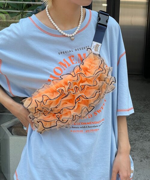 HELLO.SANFRANCISCO（ハローサンフランシスコ）の「【HELLO.SANFRANCISCO/ハローサンフランシスコ】チュールメローウエストBAG（ボディバッグ/ウエストポーチ・レディース・ブラック/パープル/オレンジ・FREE）」の5枚目の写真