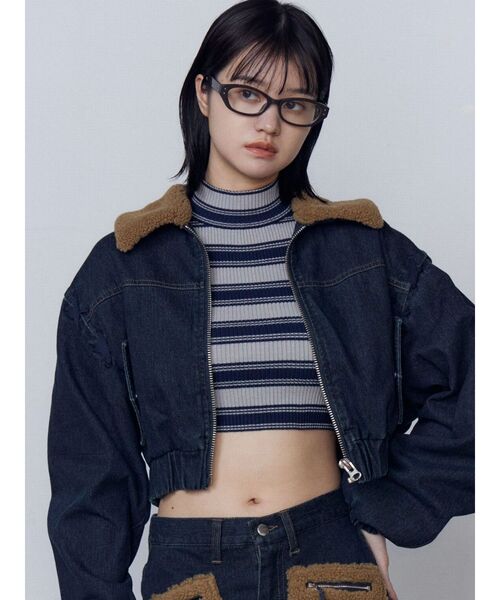 ボアカラーデニムブルゾン（ブルゾン）｜EMODA（エモダ）の