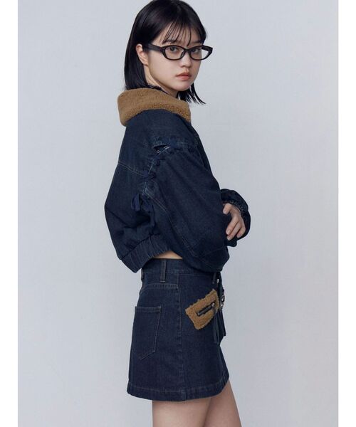 EMODA（エモダ）の「ボアカラーデニムブルゾン（ブルゾン・レディース・インディゴブルー/ブルー/ブラック・FREE）」の9枚目の写真