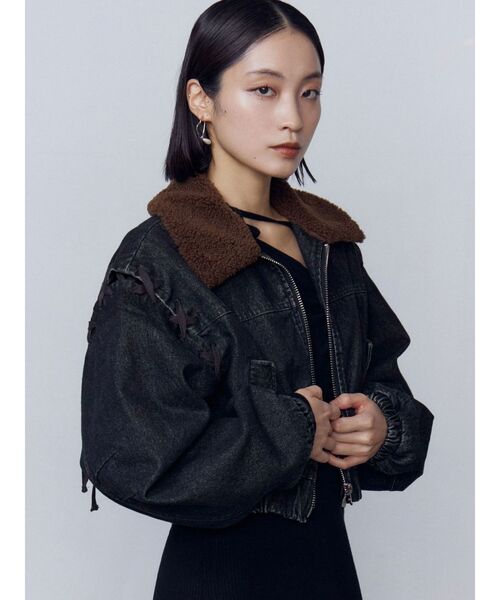 セール】ボアカラーデニムブルゾン（ブルゾン）｜EMODA（エモダ）の