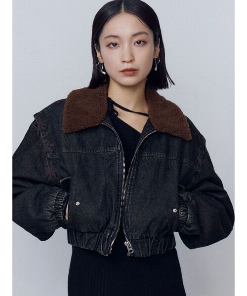 EMODA（エモダ）の「ボアカラーデニムブルゾン（ブルゾン・レディース・インディゴブルー/ブルー/ブラック・FREE）」の15枚目の写真