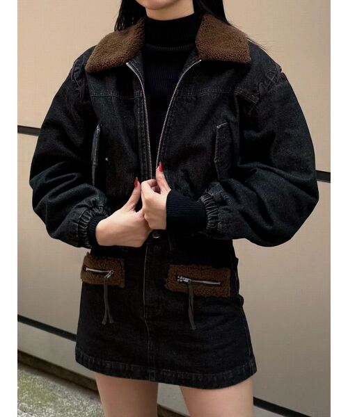 EMODA（エモダ）の「ボアカラーデニムブルゾン（ブルゾン・レディース・インディゴブルー/ブルー/ブラック・FREE）」の16枚目の写真