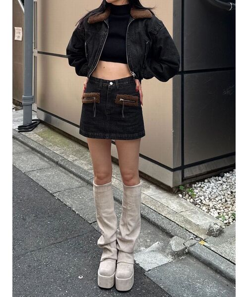 EMODA（エモダ）の「ボアカラーデニムブルゾン（ブルゾン・レディース・インディゴブルー/ブルー/ブラック・FREE）」の18枚目の写真