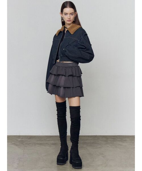 (今季新作)EMODAボアカラーデニムセットアップ セール】ボアカラーデニムブルゾン（ブルゾン）｜EMODA（エモダ）の