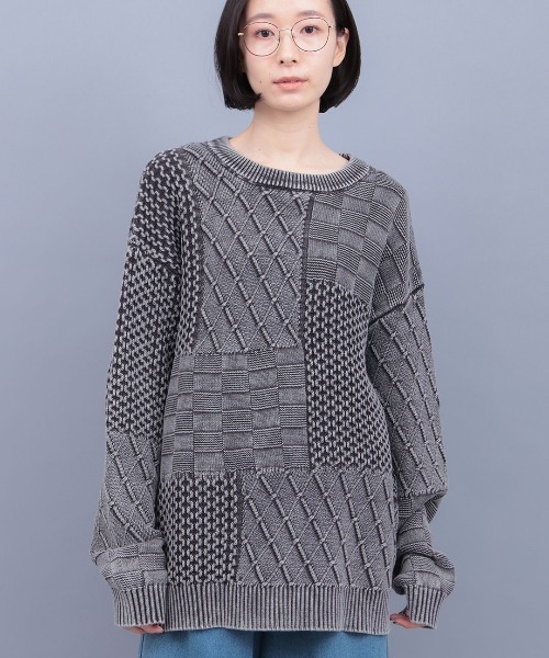 チチカカ（チチカカ）の「ストーンウォッシュクルーニット（ニット/セーター・メンズ・カーキ/ブラック・FREE）」の2枚目の写真