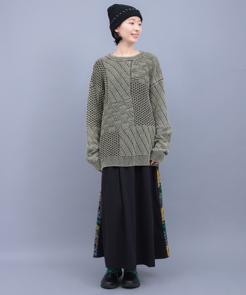 チチカカ（チチカカ）の「ストーンウォッシュクルーニット（ニット/セーター・メンズ・カーキ/ブラック・FREE）」の3枚目の写真