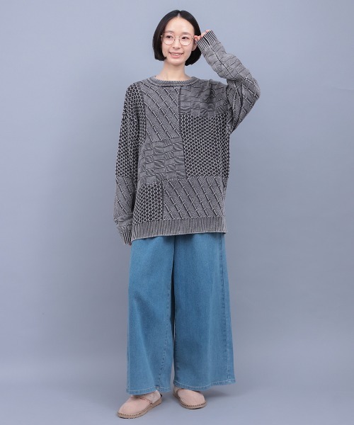 チチカカ（チチカカ）の「ストーンウォッシュクルーニット（ニット/セーター・メンズ・カーキ/ブラック・FREE）」の4枚目の写真