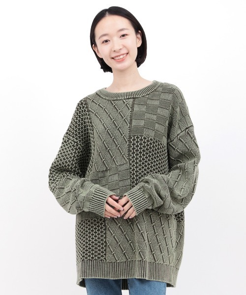 チチカカ（チチカカ）の「ストーンウォッシュクルーニット（ニット/セーター・メンズ・カーキ/ブラック・FREE）」の5枚目の写真