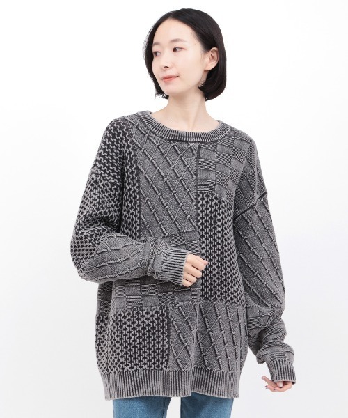 チチカカ（チチカカ）の「ストーンウォッシュクルーニット（ニット/セーター・メンズ・カーキ/ブラック・FREE）」の6枚目の写真