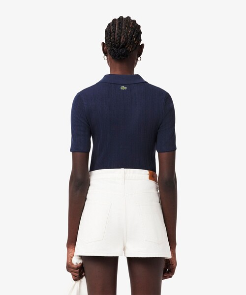 LACOSTE（ラコステ）の「レース調 リボン付き ポインテルニット 半袖ポロシャツ（ポロシャツ・レディース・ホワイト/ネイビー/ライトグリーン・34/36/40/38）」の19枚目の写真