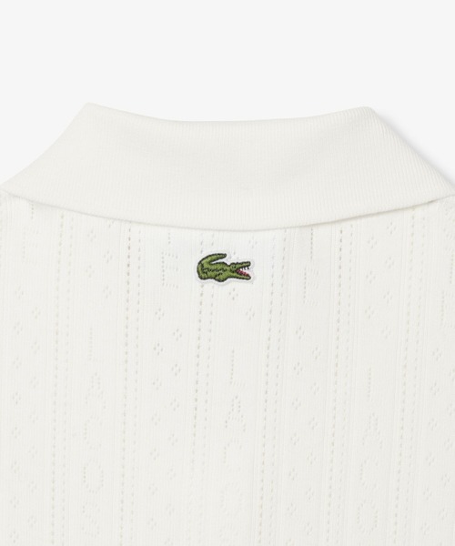 LACOSTE（ラコステ）の「レース調 リボン付き ポインテルニット 半袖ポロシャツ（ポロシャツ・レディース・ホワイト/ネイビー/ライトグリーン・34/36/40/38）」の10枚目の写真