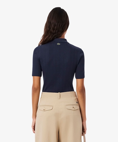 LACOSTE（ラコステ）の「レース調 リボン付き ポインテルニット 半袖ポロシャツ（ポロシャツ・レディース・ホワイト/ネイビー/ライトグリーン・34/36/40/38）」の13枚目の写真