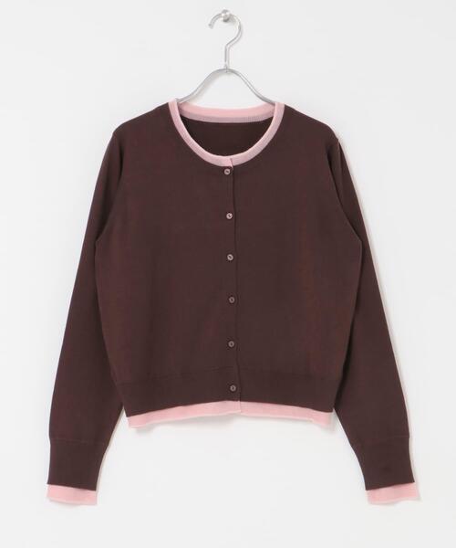 レイヤードバイカラーニットカーディガン（ニット/セーター