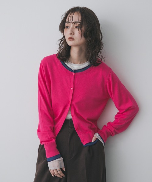 【美品】オブリ　バイカラーニット　ブラック＆ピンク バイカラーニットプルオーバー Petit Honfleur｜クロスプラス公式通販