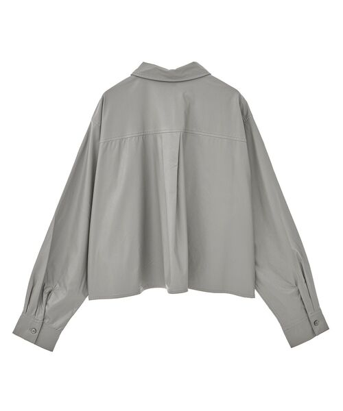 AMERICAN HOLIC(アメリカンホリック)の「Wポケットフェイクレザーシャツ(シャツ/ブラウス・レディース・ブラック/グレー・L/M)」の5枚目の写真