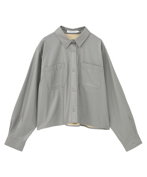 AMERICAN HOLIC(アメリカンホリック)の「Wポケットフェイクレザーシャツ(シャツ/ブラウス・レディース・ブラック/グレー・L/M)」の20枚目の写真