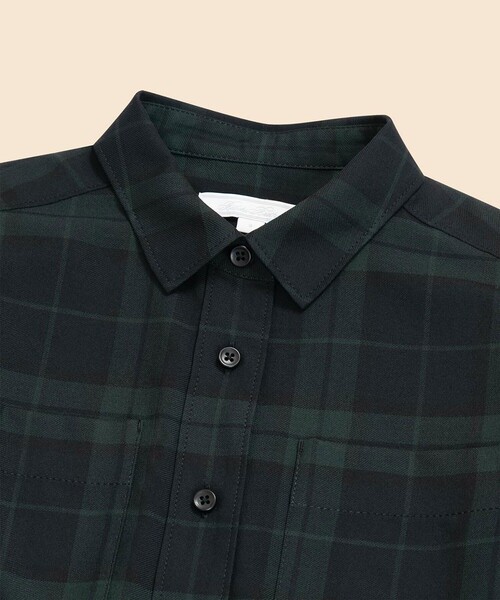 BROOKS BROTHERS(ブルックスブラザーズ)の「ウール/ポリエステル ブラックウォッチ クロップド シャツジャケット(シャツ/ブラウス・レディース・ネイビー・8/6/4/2/0)」の2枚目の写真