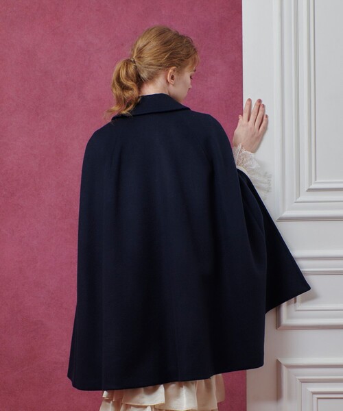 新品【Lutz huelleルッツヒュエル】ウールケープコート フォックスファー付ケープコート「K484」/ウール100% -RUIRUE BOUTIQUE