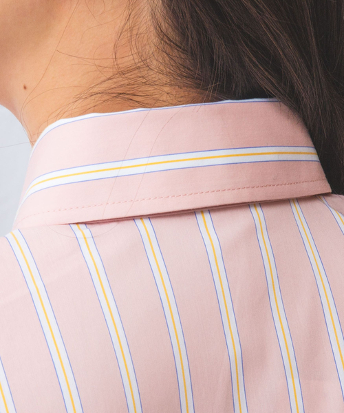 NARACAMICIE（ナラカミーチェ）の「【NARACAMICIE】ランダムストライプフロントフリル長袖シャツ（シャツ/ブラウス・レディース・ブルー/ピンク・S/M/L/XL）」の9枚目の写真