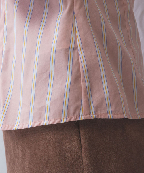 NARACAMICIE（ナラカミーチェ）の「【NARACAMICIE】ランダムストライプフロントフリル長袖シャツ（シャツ/ブラウス・レディース・ブルー/ピンク・S/M/L/XL）」の11枚目の写真