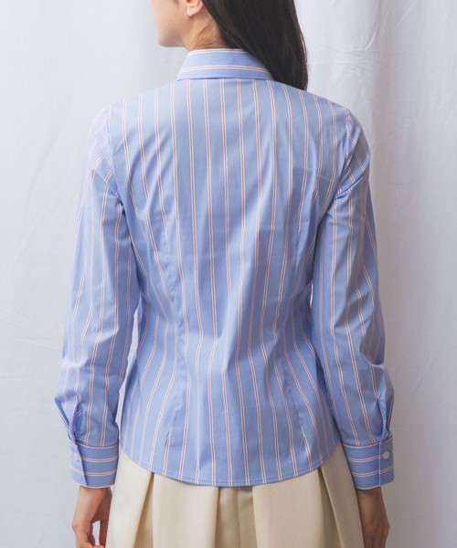 NARACAMICIE（ナラカミーチェ）の「【NARACAMICIE】ランダムストライプフロントフリル長袖シャツ（シャツ/ブラウス・レディース・ブルー/ピンク・S/M/L/XL）」の17枚目の写真