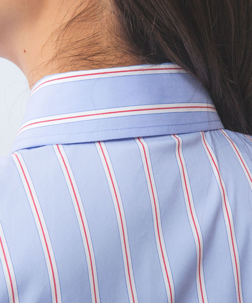 NARACAMICIE（ナラカミーチェ）の「【NARACAMICIE】ランダムストライプフロントフリル長袖シャツ（シャツ/ブラウス・レディース・ブルー/ピンク・S/M/L/XL）」の20枚目の写真